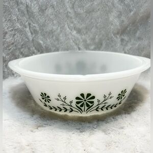 Vintage Glasbake Milk Glass Jeanette USA J514 2QT Casserole Dish No Lid Green